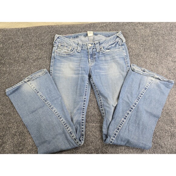 True Religion Disco Joey Big T Women's Denim Blue Flared Jeans 31 - Picture 11 of 11